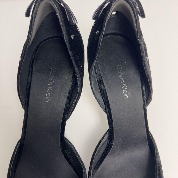 Calvin Klein Black Velvet Hermione Pointed Toe Heels BLACK WOMEN Size 9 - Picture 8 of 8